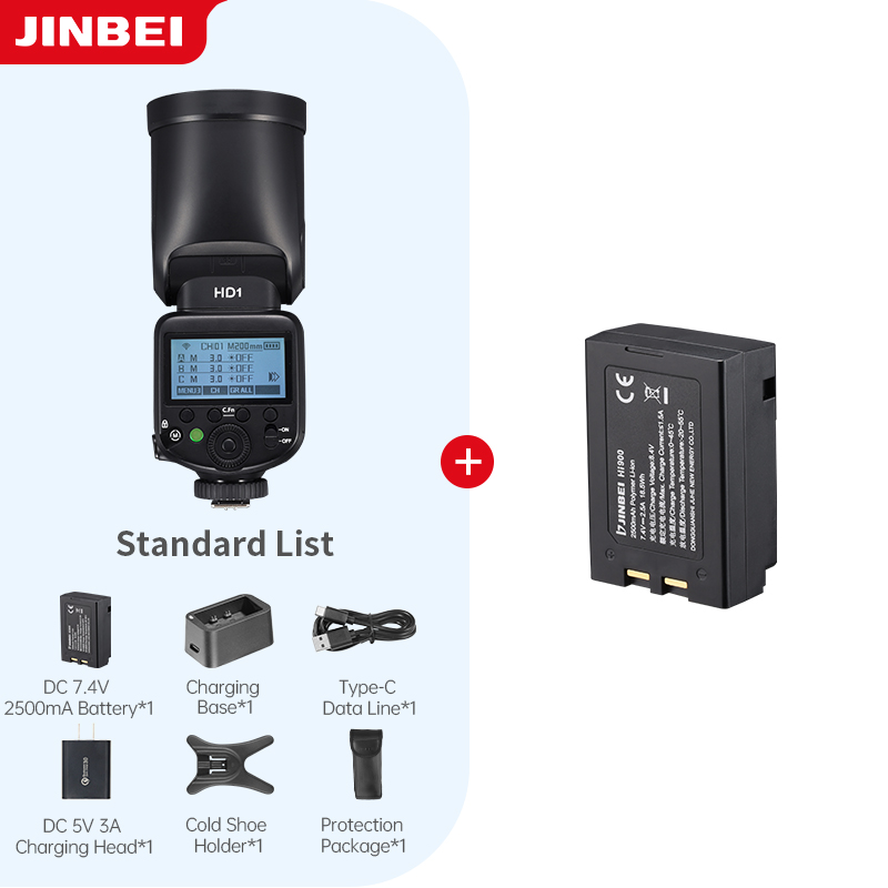 Photography With Lighting - JINBEI HD-1ラウンドヘッドHSSスピードライト屋外撮影カメラフラッシュライトリチウムイオンバッテリーキット（バッテリー付き）