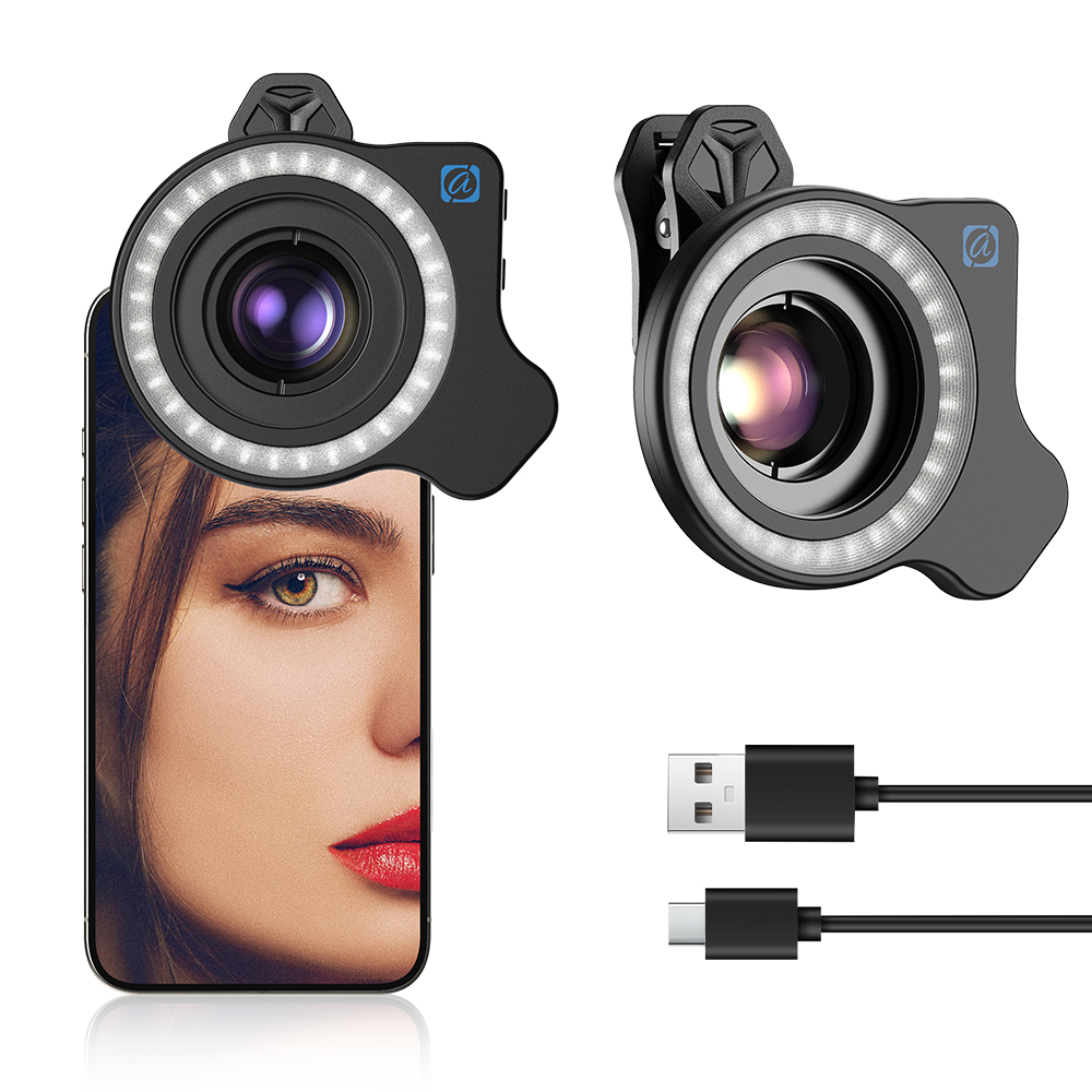 Photography Lighting Ring - APEXEL NEW マクロレンズフィルライト、高出力+45種類のライトモードを備えたカメラレンズリングライト（APEXELマクロレンズ撮影用）