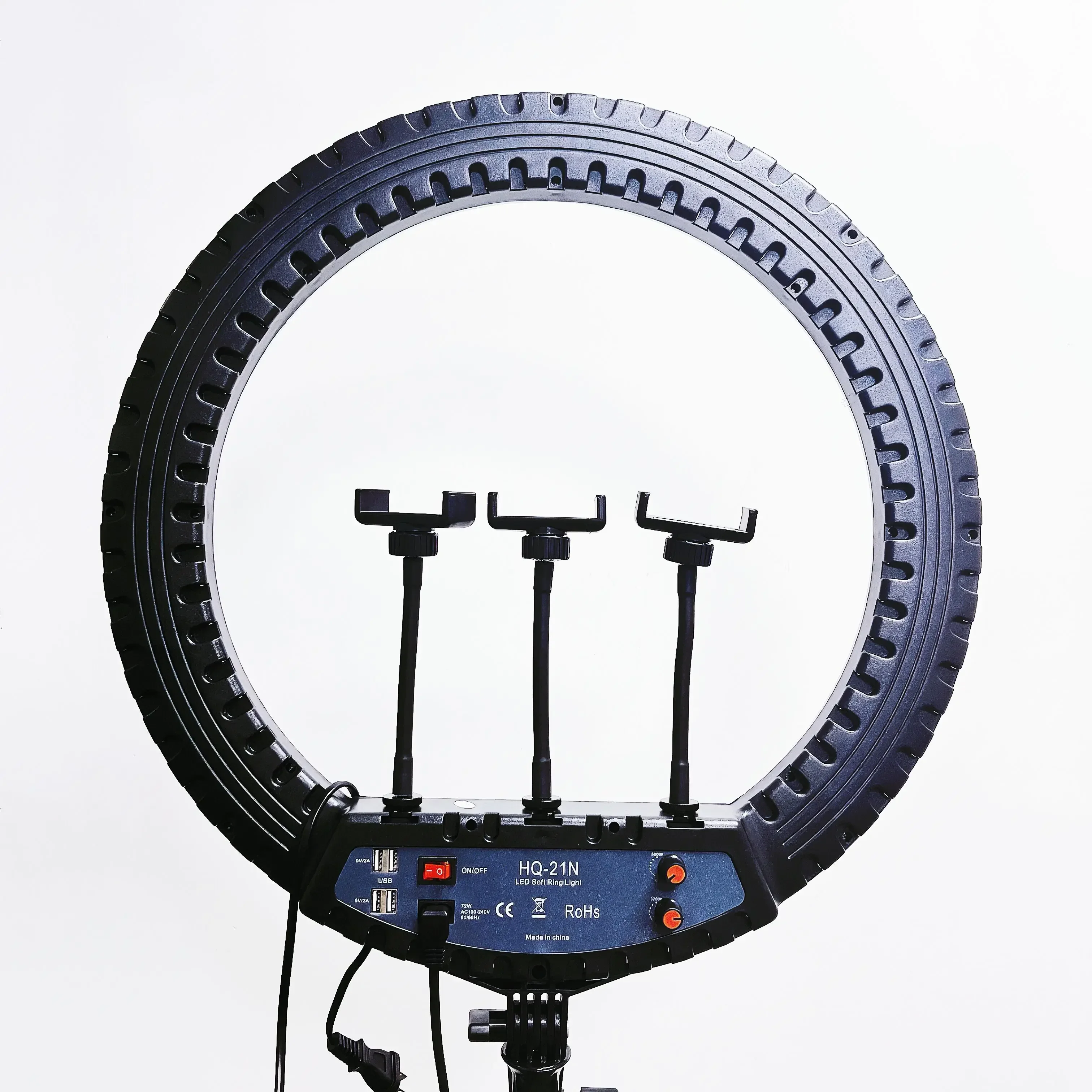 Photography Lighting Ring - HQ-21n 21インチLEDリングライト撮影ランプセット、無段階調光、スマホホルダー付き、リモコン操作、セルフィーメイク用