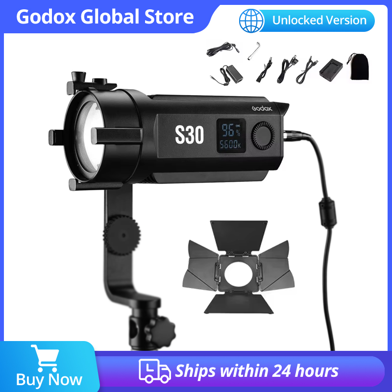 Photography Lighting Wireless - ゴドックス 30Ws LED撮影用連続調整可能ライト S30 + バーンドア