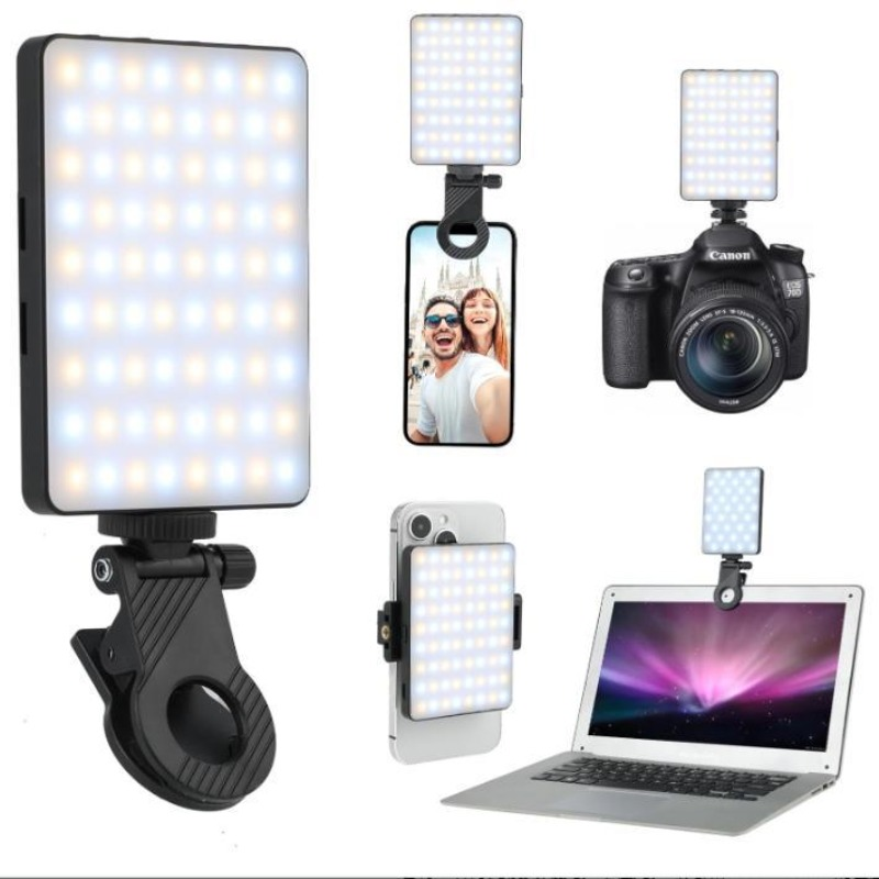 Photography And Videography Lighting - 1個入り充電式LEDセルフィーライト、3モード調光可能ライト、携帯電話/ラップトップ/PC用クリップ式、メイクアップ、ビデオ、タッチアップメイク用