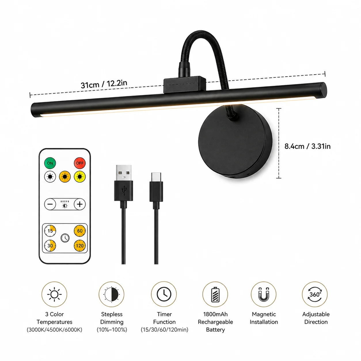LEDワイヤレスピクチャーライト リモコン付き 360度回転 - Photography Lighting Wireless のレビューと価格