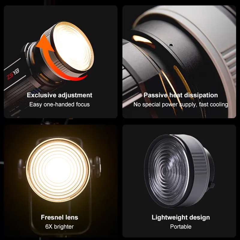 フレネルレンズ 15-55度調整可能フォーカスアダプター ボ - Photography And Videography Lighting のレビューと価格