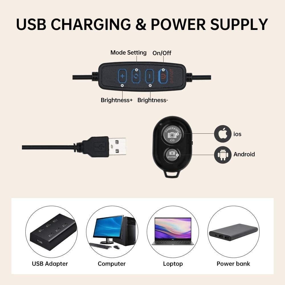 LEDセルフィーリング照明,写真ランプ,USB,リモコン,ラ - Photography Lighting Wand のレビューと価格