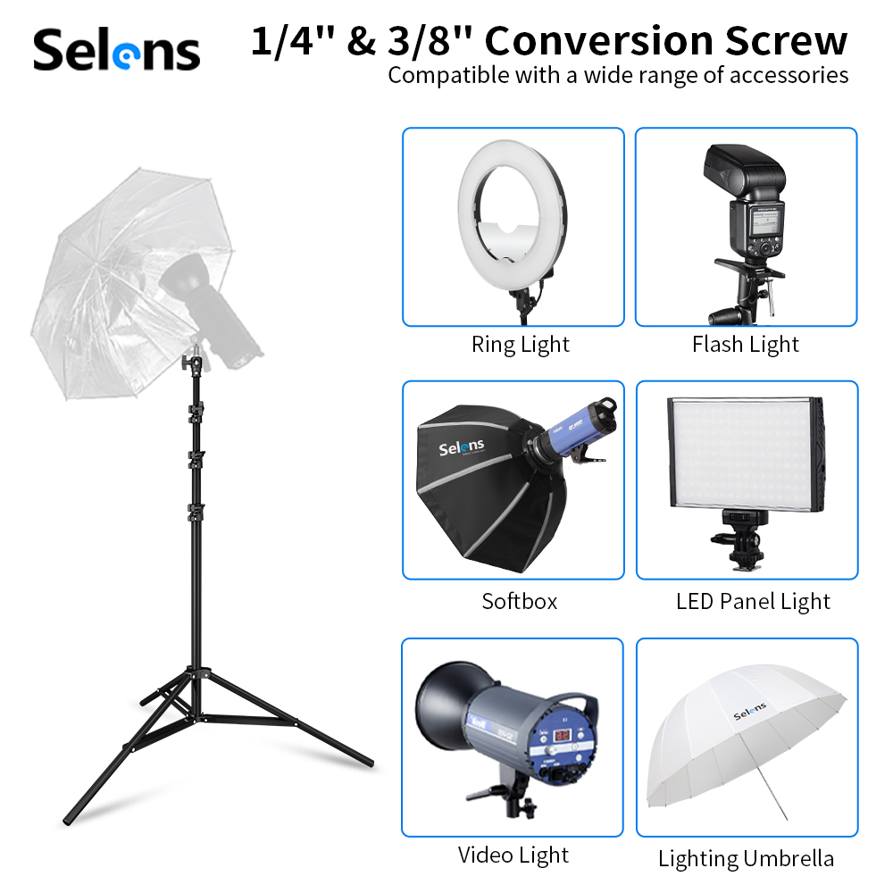 Selens 2.2~3.95m エアクッションライトスタン - Photography And Videography Lighting のレビューと価格