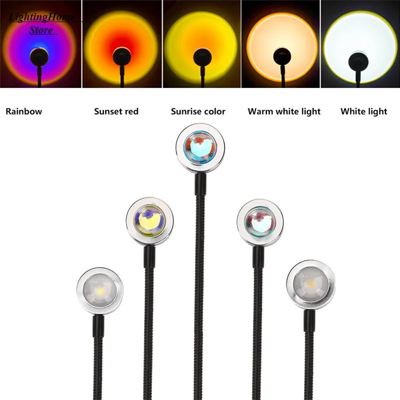 USB サンセットプロジェクションランプ虹の雰囲気ナイトライ - Lighting In Photography Book のレビューと価格