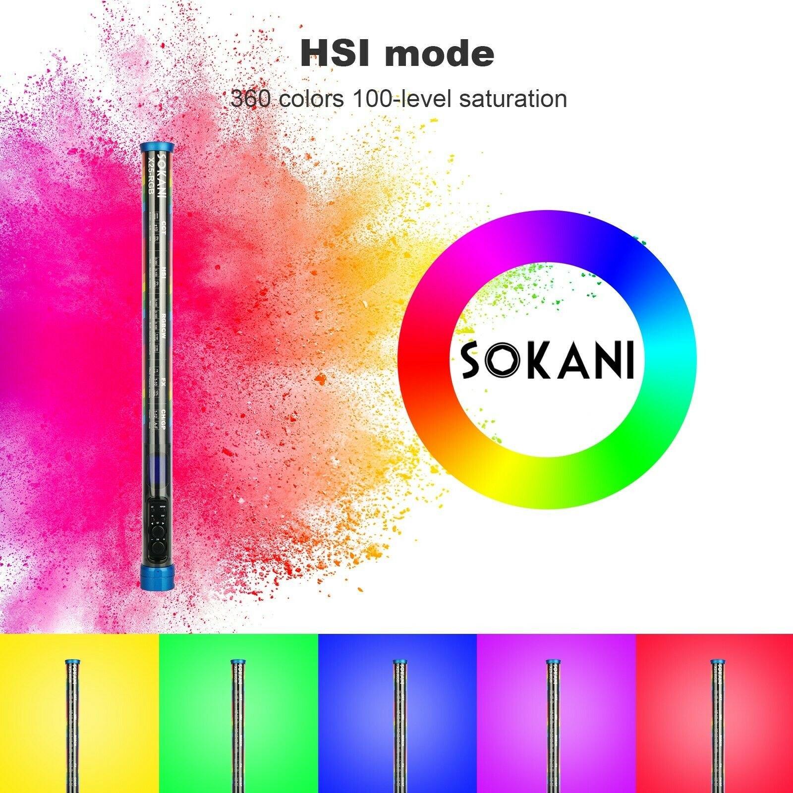 Sokani X25 RGB LED ビデオライト ハンドヘ - Photography Lighting Youtube のレビューと価格