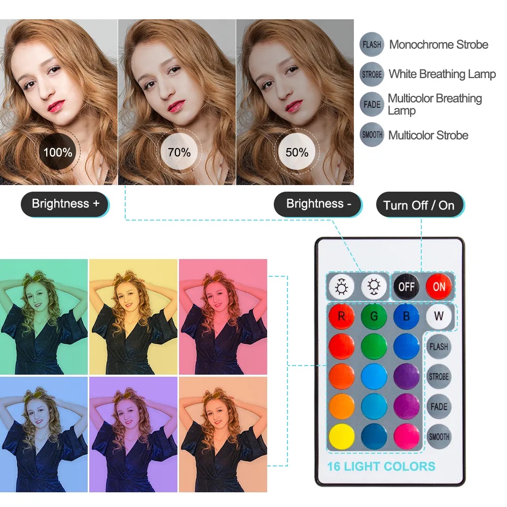 10インチRGBリングライト、リモコン付きLED撮影用リング - Photography Lighting Wand のレビューと価格
