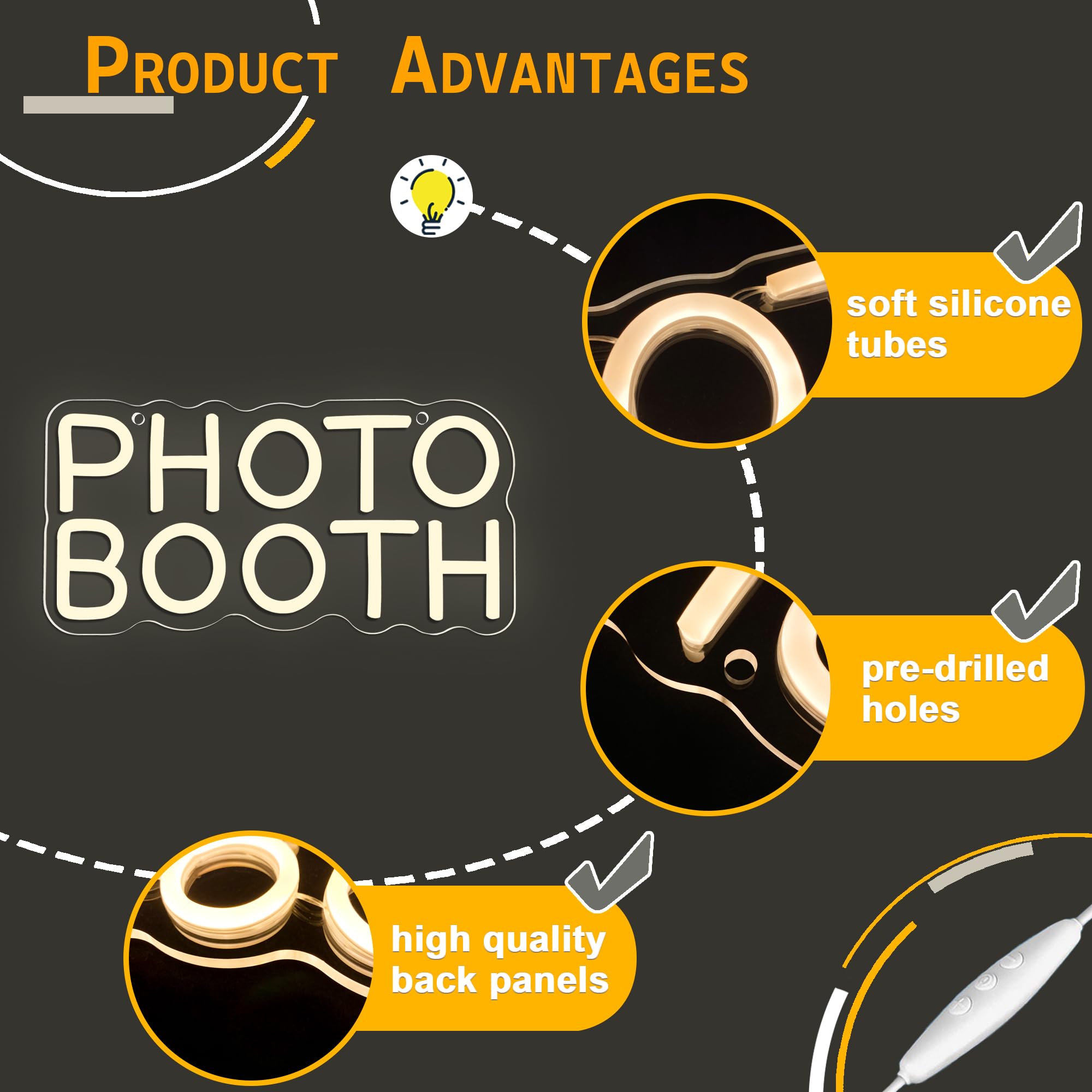 フォトブースネオンサイン、調光可能なサインLEDライト、写真 - Photography Lighting Wedding Reception のレビューと価格