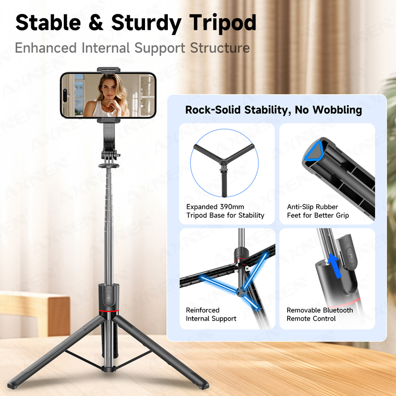 AXNEN F15 拡張可能な自撮り棒三脚 1717mm ス - Photography And Videography Lighting のレビューと価格